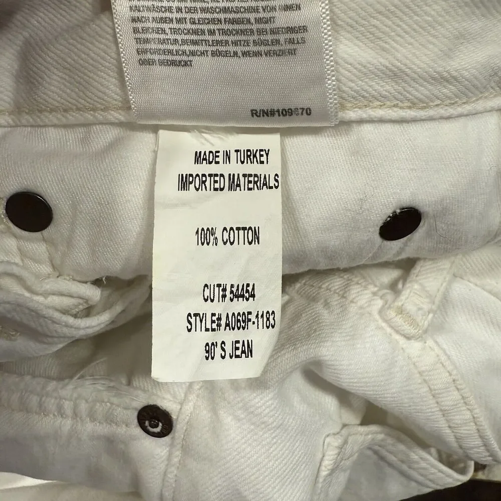 Agolde Jeans Sz‎ 27 90's Mid Rise Loose Fit Vanish White Distressed Thrashed - Picture 11 of 16